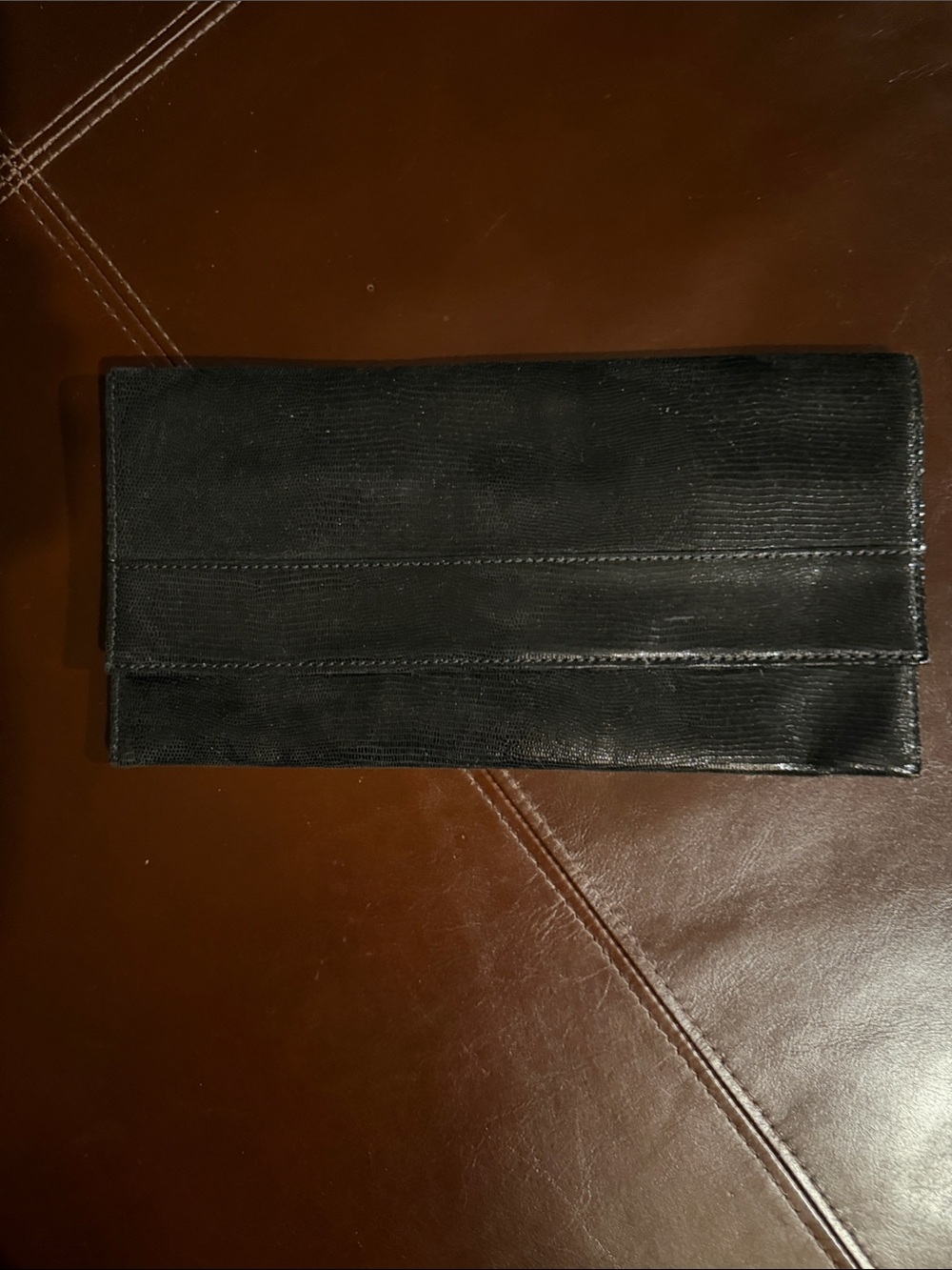 Banana Republic Black Crock Embossed  Leather Clutch